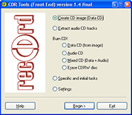 Screen shot of 'CDR Tools Front End'