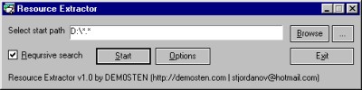 Screen shot of 'Resource Extractor'